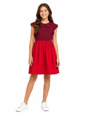 NWT Jacadi Paris Red Sleeveless Dress Size 12A 152cm  Lionne Model